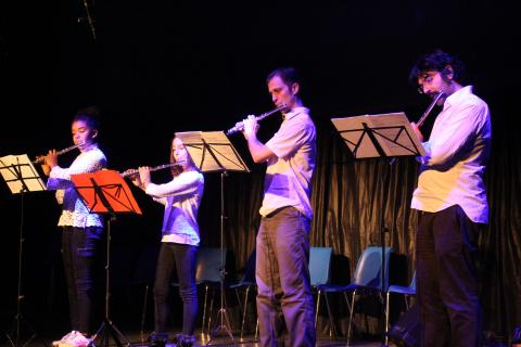 Ensemble de flûtes en concert à Combaillaux