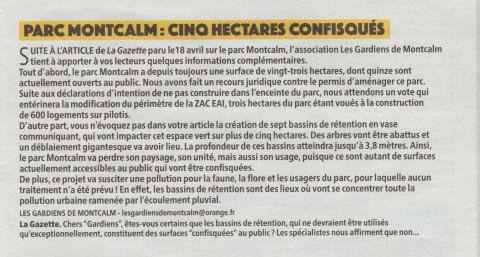 Réponse au journal La Gazette 02052019