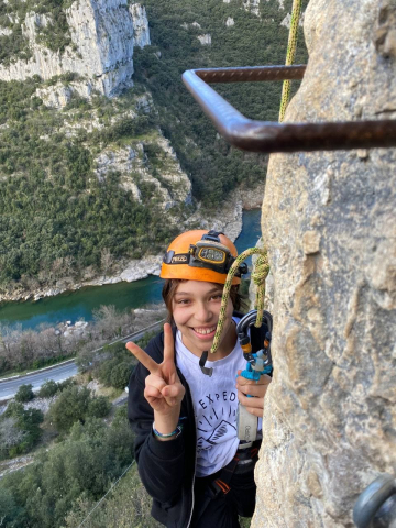 Elève de Terre d'envol en via ferrata