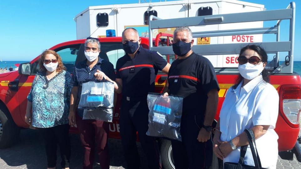 Distribution des masques COVID au sapeurs pompiers de Palavas