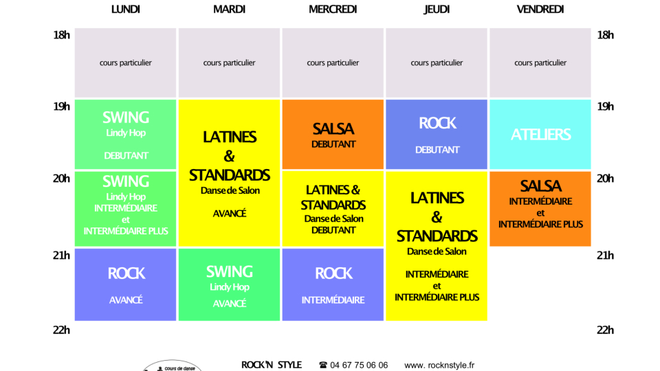 Planning cours rentrée 2026
